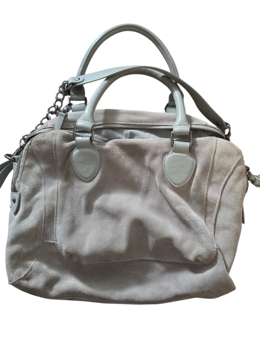 Audrey Brooke Y2K Suede Leather Grey Blue Shoulder Bag Purse
